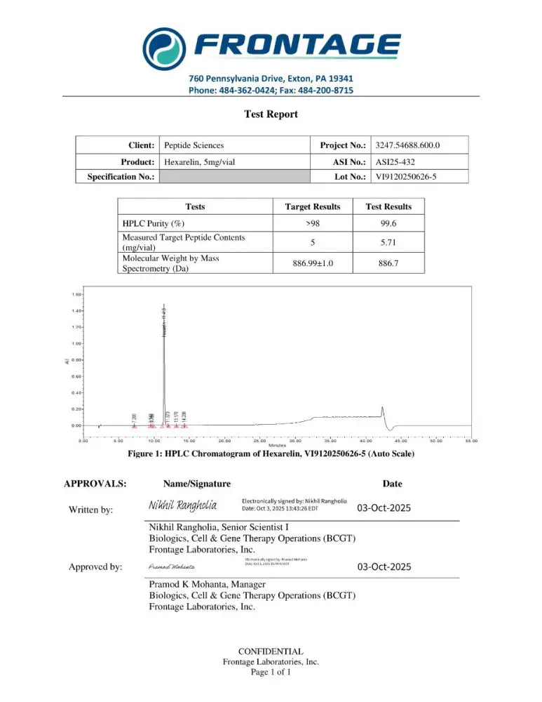 Hexarelin 5mg - Peptide Sciences