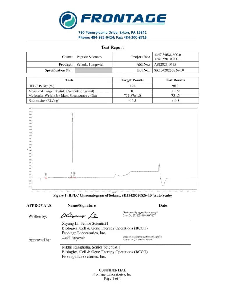 Selank 10mg - Peptide Sciences