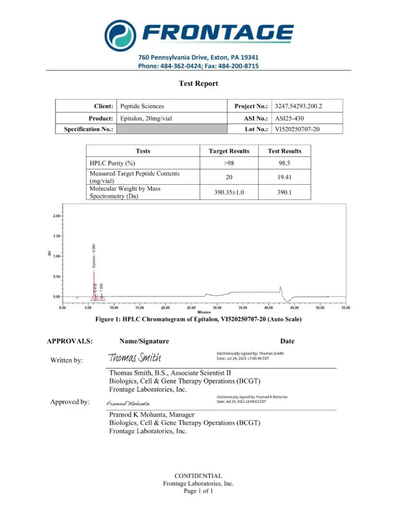 Epithalon (Epitalon) 50 mg - Peptides Sciences