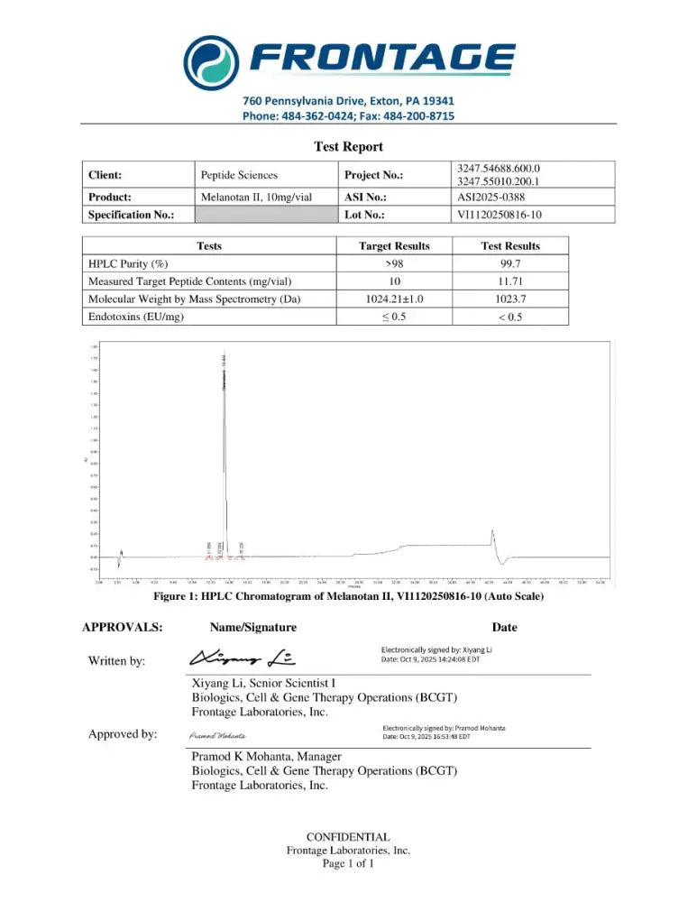 Melanotan 2 (MT2) 10 mg - Peptide Sciences