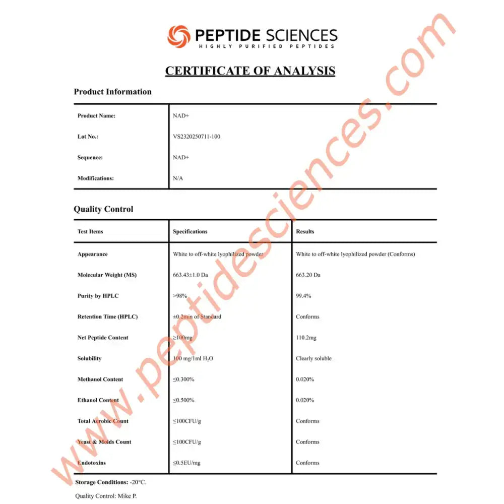 NAD+ 100 mg - Peptide Sciences