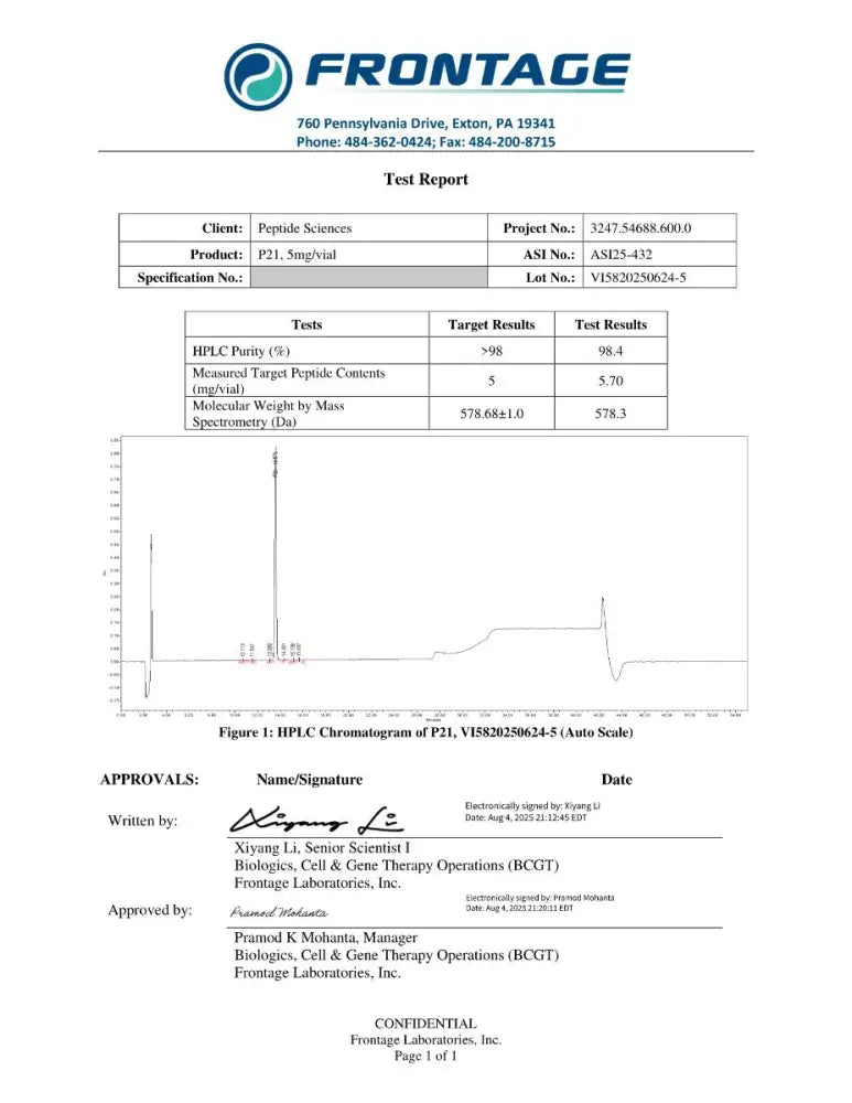 P21 (P021) 5mg - Peptide Sciences