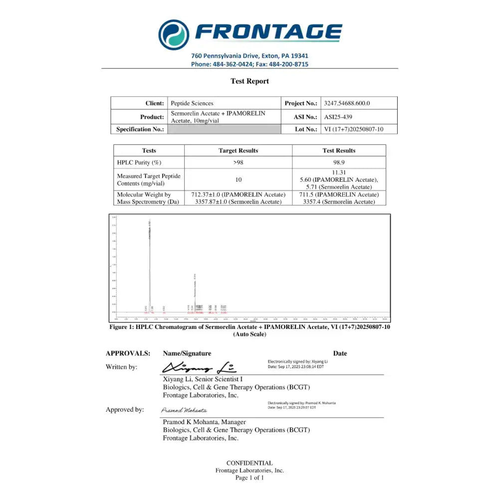 Sermorelin, Ipamorelin 10mg (Blend) - Peptide Sciences