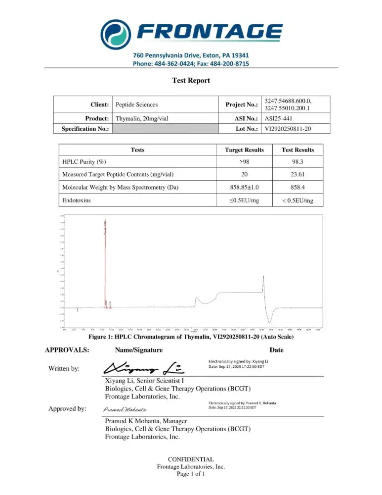 Thymalin 20mg - Peptide Sciences